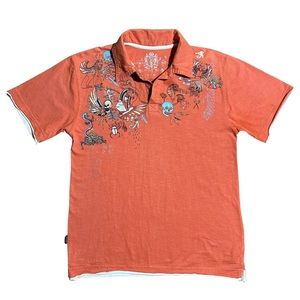 Marc Ecko Boy’s Graphic Orange Short Sleeve  Polo T Shirt